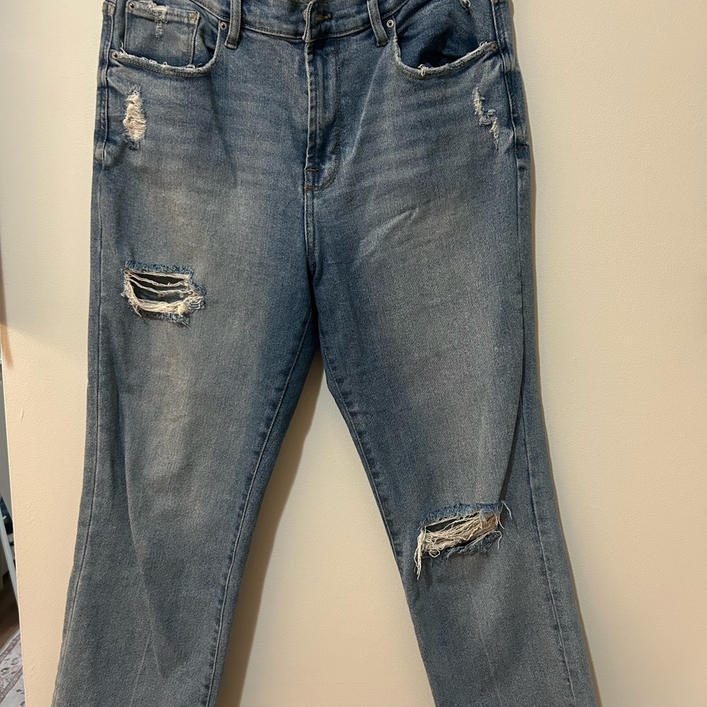 Kensie Distressed Straight Leg Jeans In Blue